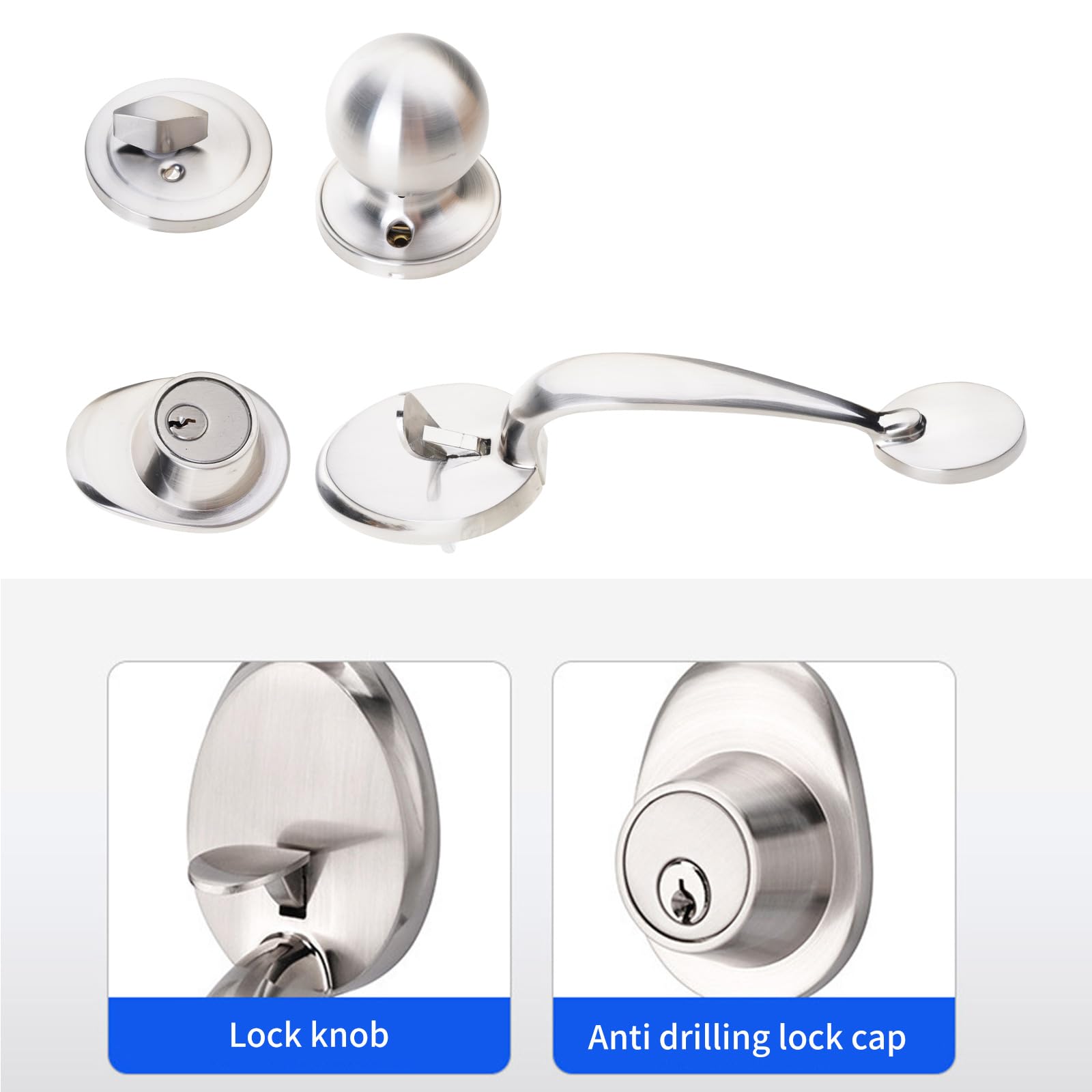 Pièce de rechange pour porte de chambre à coucher, ronde, argent