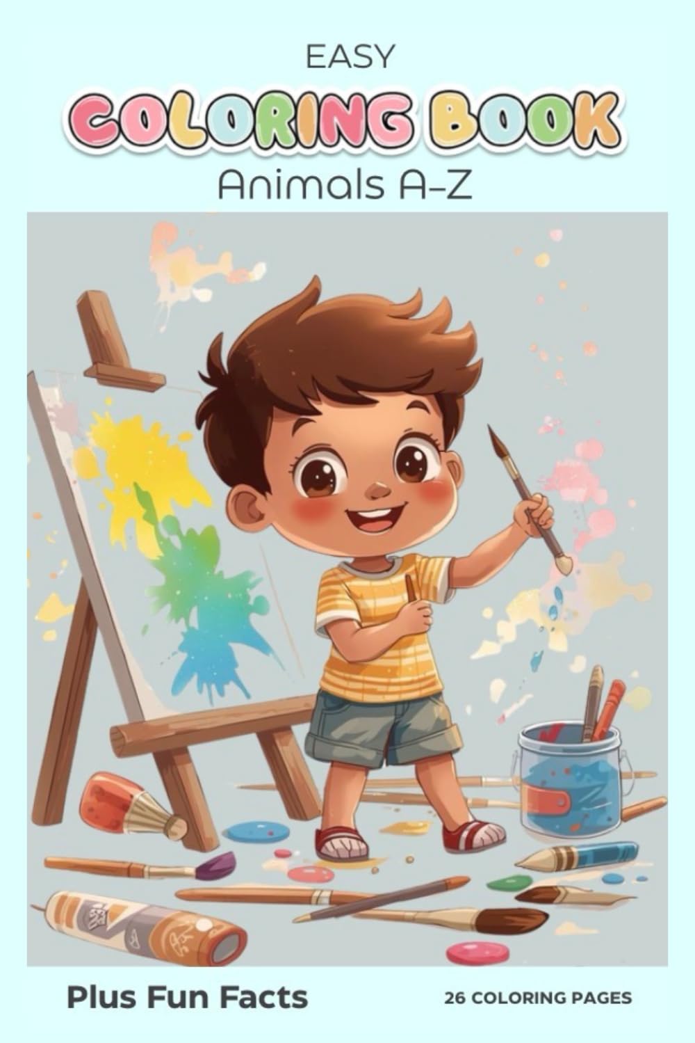 Coloring Book: Animals A-Z, easy for kids, fun facts