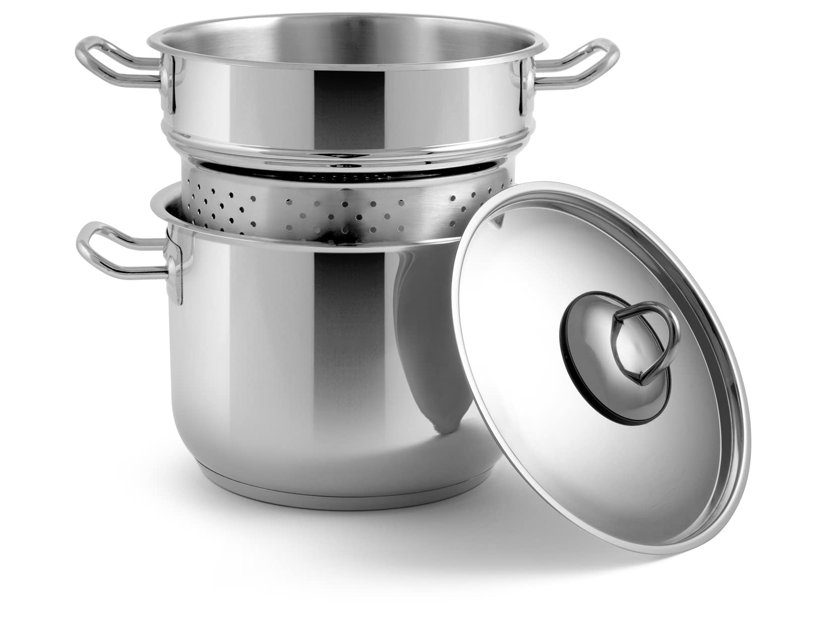 Cuocipasta in Acciao Inossidabile con Fondo Induzione, Dotato di Coperchio, Resistente e Duraturo, Design Semplice ed Elegante, Diametro di 24 cm