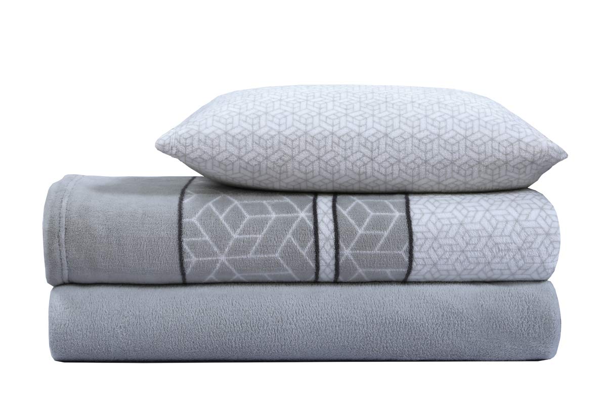 Paula Home Juego Sábanas CORALINA, Térmica para Invierno 3 Pcs 240Gr/M². Incluye Encimera, Bajera Ajustable y Funda Almohada. (Gris 135x190/200+30cm para Cama 135)