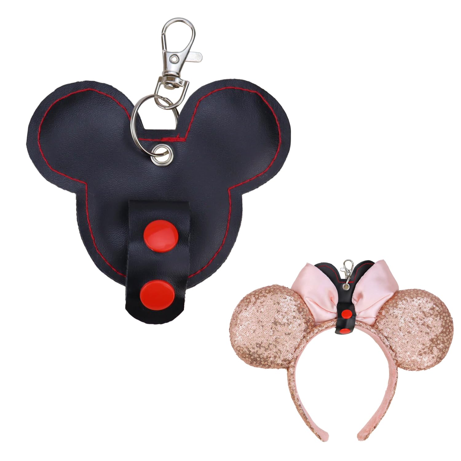 welsoon2Pcs Mouse Ear Holder for Backpack Bag Mouse Ear Strap Headband Holder Trip Accessories for Hanging Mouse Ear, Black, S