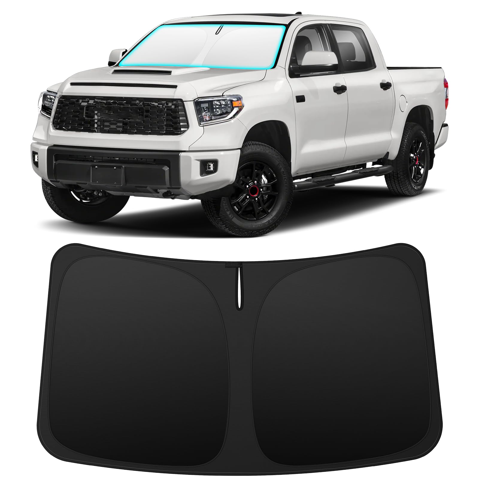 INSAUTO Foldable Windshield Sun Shade for Toyota Tundra 2007-2021, Heat & UV Protection Car Sunshade with Storage Bag, Keep Interior Cool & Easy Installation
