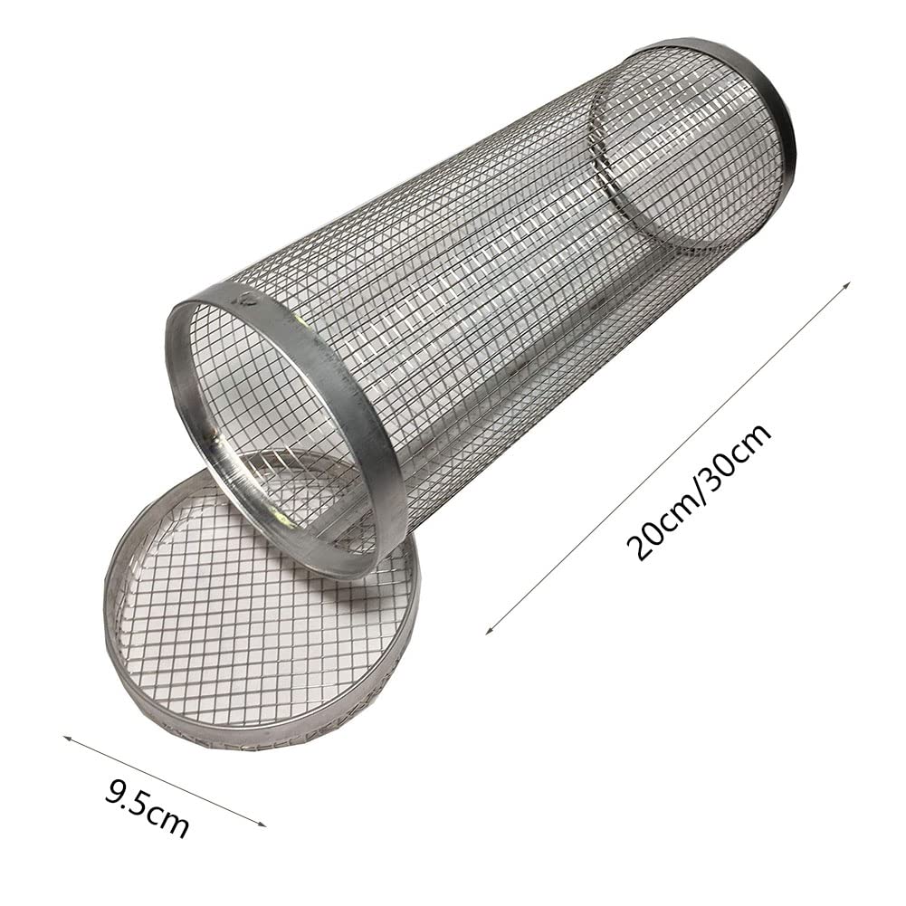 Juego de 3 Cesta Giratoria para Asador Cesta para Parrilla de Barbacoa de Acero Inoxidable Cesta de Parrilla para Barbacoa Cilíndrica Jaula para Asar 3PCS 30CM