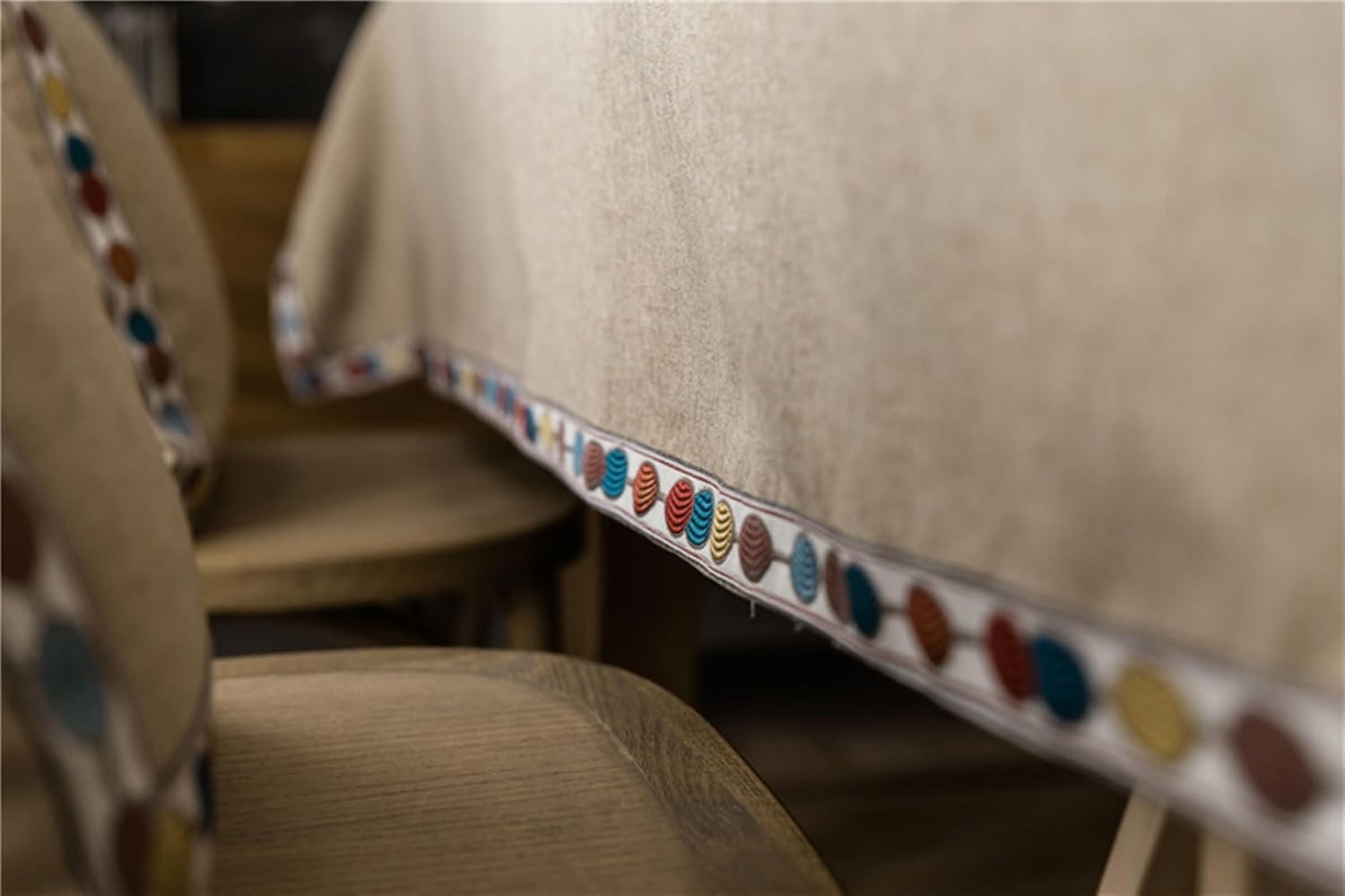 Square Tablecloths Easter 43 W x 43 L,Outdoor Dining Tablecloth Khaki Solid Color with Embroidered Edge Polyester Table Cloth Table Kitchen