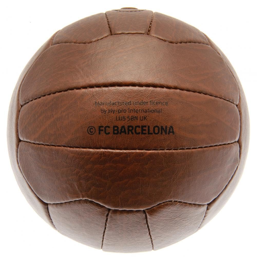 Barcelona Football Club Official Size 5 Faux Leather Retro Vintage Ball Gold Text Badge