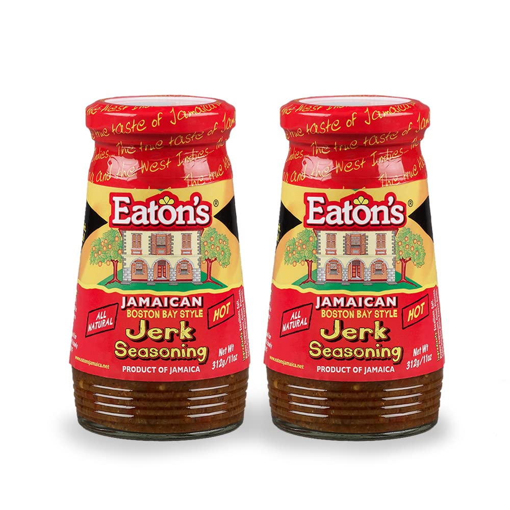 Eaton's Authentic Jamaican Jerk Seasoning - Easy to Use, Spicy, Flavorful Caribbean Jerk Seasoning, BBQ Rubs, Grilled Chicken Seasoning or Marinade with Jerk Cooking Recipe eBook (Boston Bay, 2 Pack)