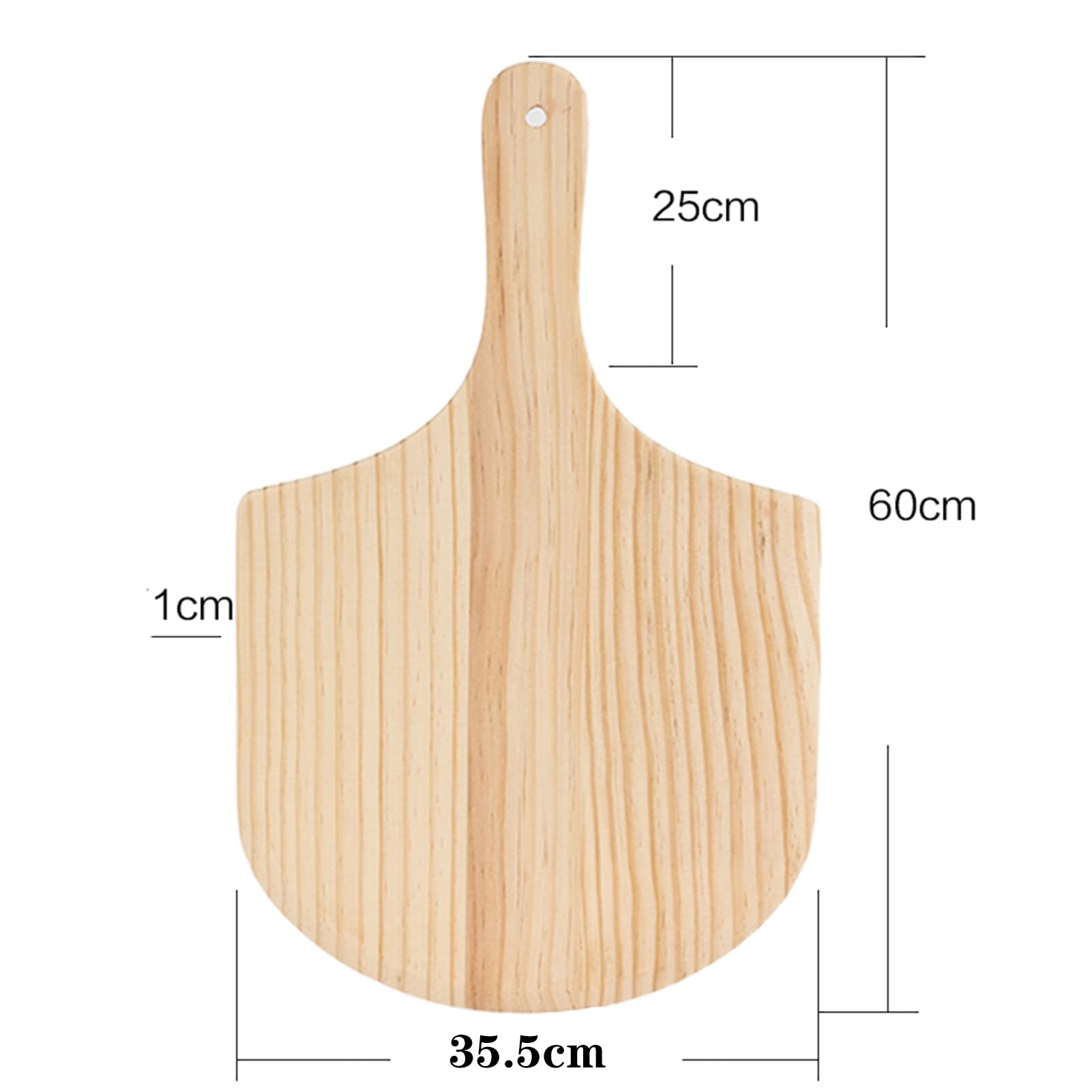 Drewniana skórka do pizzy z uchwytem, łopatka do pizzy, łopatka do pizzy, do rodzinnego pieczenia pizzy w piekarniku Pizza, ciasto, chleb (rozmiar: 30,5 * 53,5 cm) ()