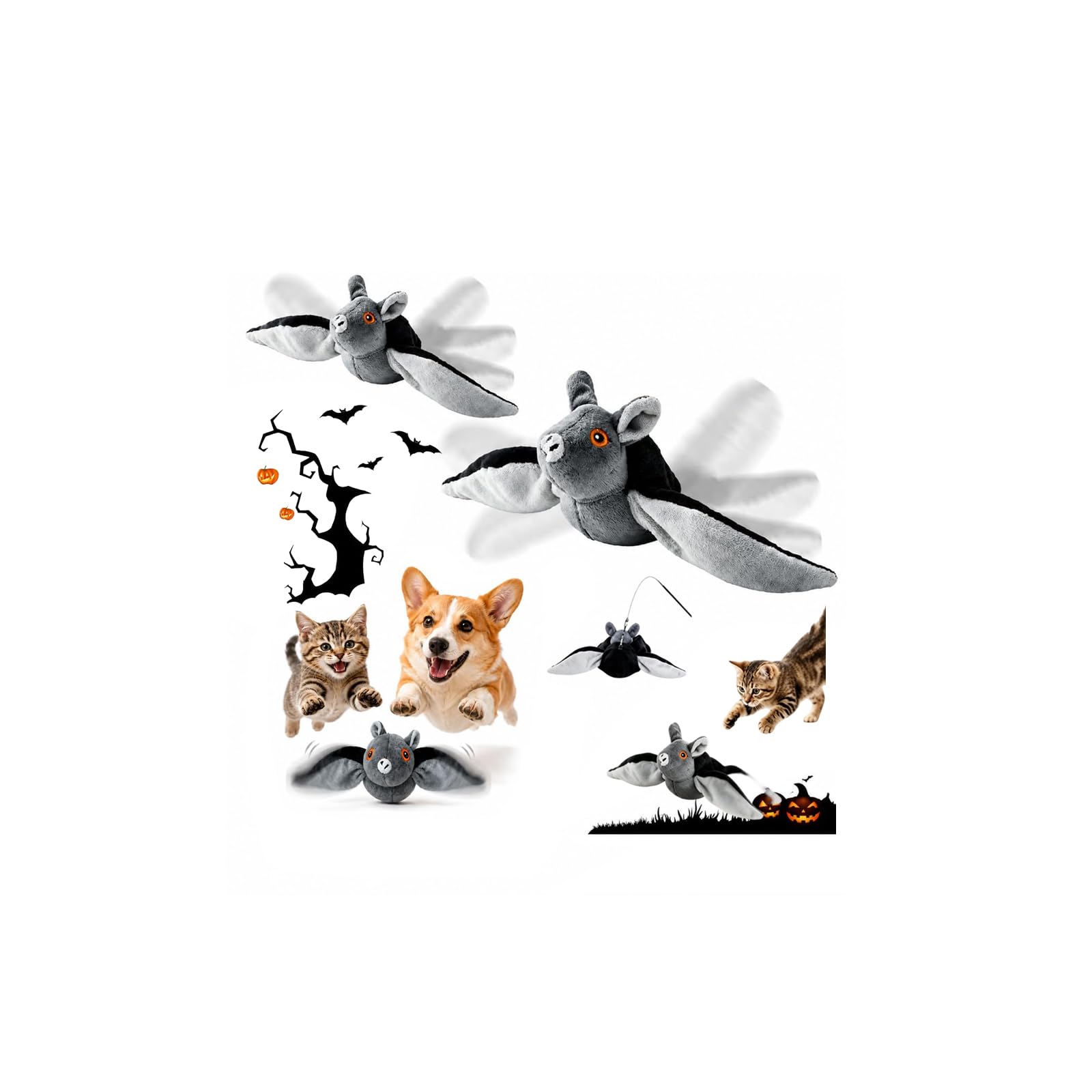 Flying Bat Dog Toy,Flying Bat Toy for Dogs,Touch Activated,Chirping Sound