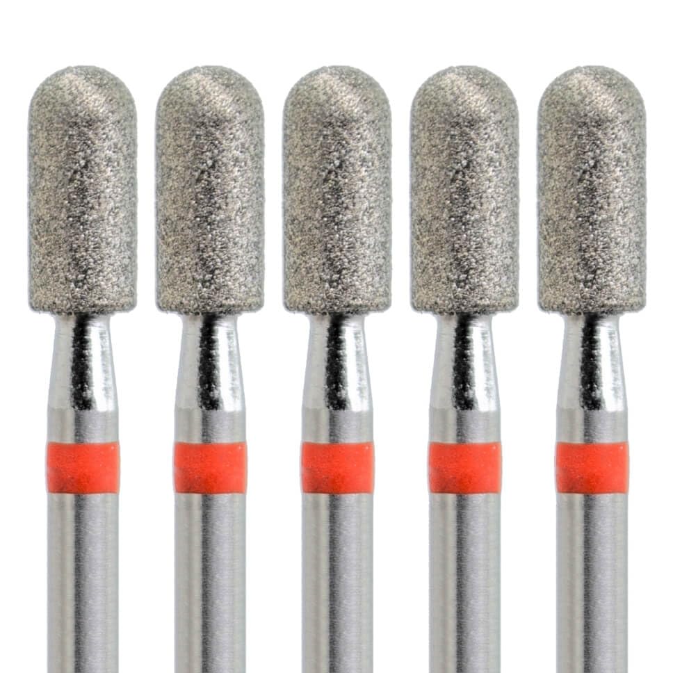 Original KMIZ Nail Drill Bit [5‑Pack] – Diamond Cylinder Rounded End, 3.5 mm, Fine Grit, 3/32" Shank – E‑File Bit for Nail Plate Smoothing & Callus Treatment