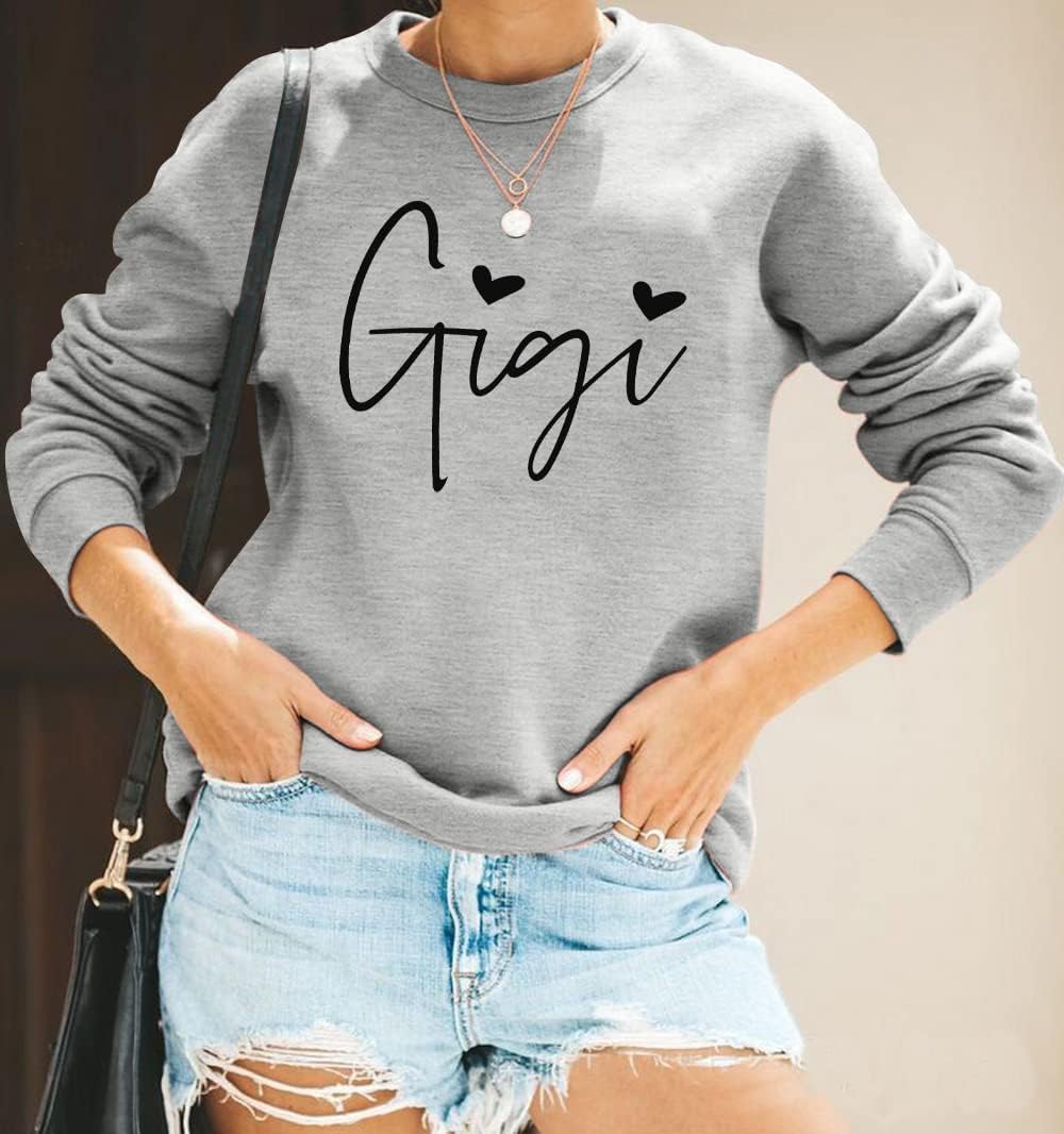 ALLTB Gigi Sweatshirt Women Gigi Heart Graphic Sweater Gifts for Grandma Nana Pullover Top Casual Long Sleeve Tee Tops - Image 4
