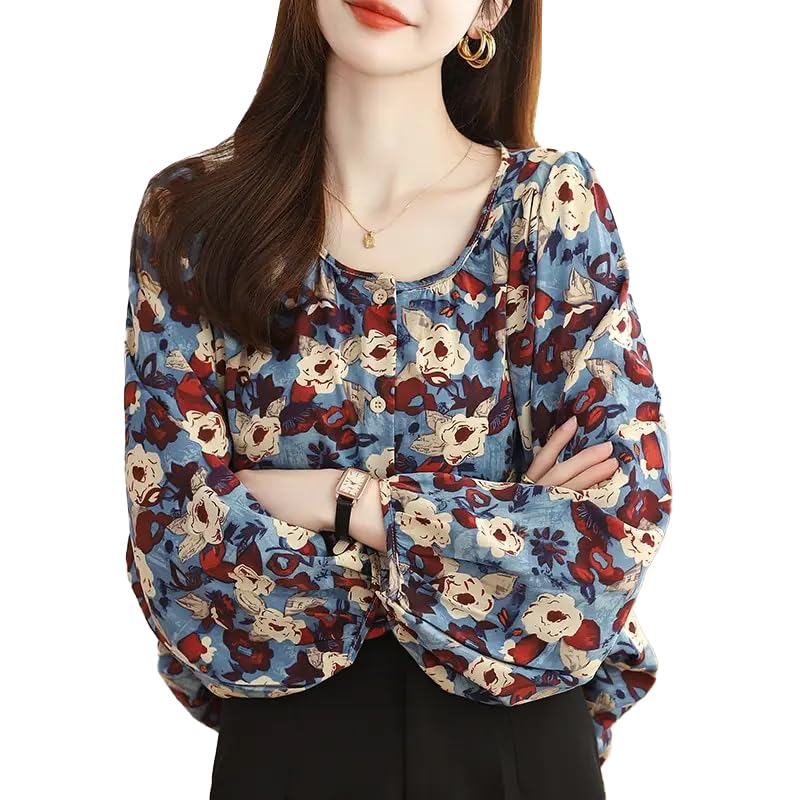Image of TOPLOT Women's Shirt Top | Elegant Floral and Artistic Prints for a Stylish Look | Long Puffed Sleeves for a Trendy Touch | Stylish Available in Pack of 2 (5233)