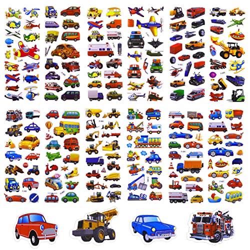 TIESOME 3D Puffy Stickers for Kids - 12 Sheets Cars & Trucks, Teacher Reward Stickers, DIY Decoration Decal for Craft & Scrapbooking