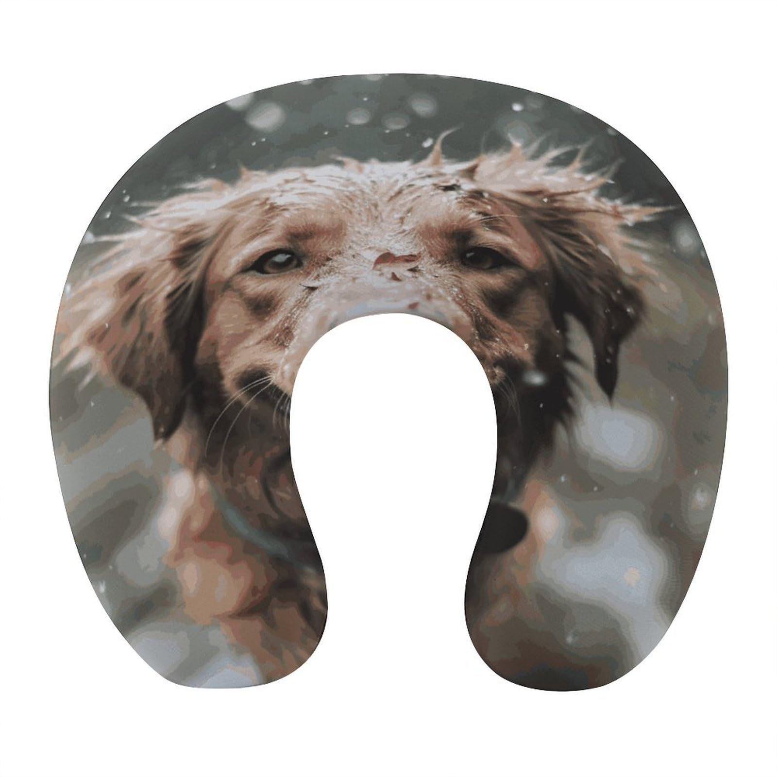 Btcowzrv Style Happy Dog In Rain U Shaped Neck Pillow Travel Pillows