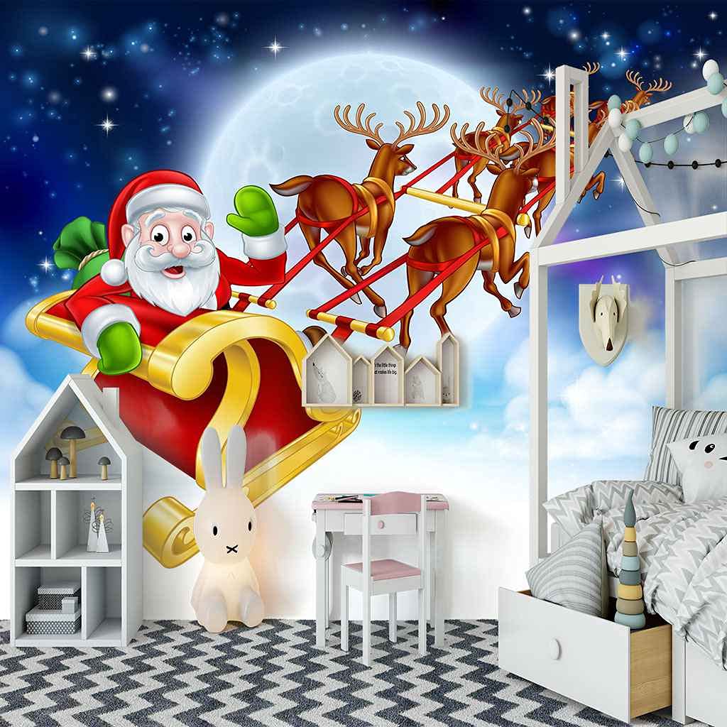 Papier peint DIY chariot de Noël pour illuminer le mur de votre salon