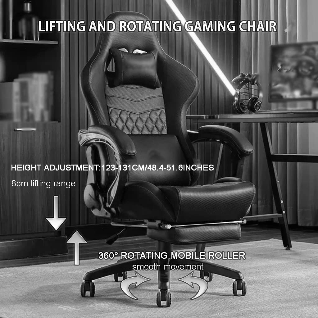 Poltrona da Gaming con Poggiapiedi Comfort Sedentario Ergonomico Sedia Gaming, Home Lift Girevole Poltrona Racing, Portata 200 Kg/440,9 Libbre (Color : Dark Brown, S : 123-131 * 40cm)