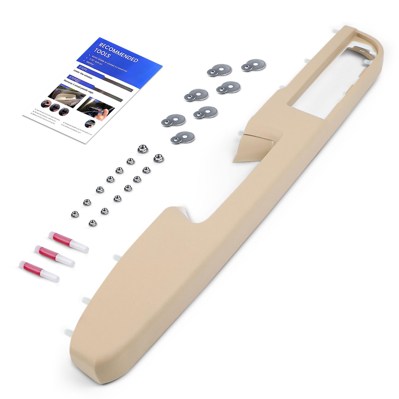 80995 Front Left Driver Side Armrest Repair Fit for Chevrolet Chevy Silverado Suburban Tahoe Avalanche For GMC Sierra Yukon 2010-2014 with Door Release Handle Above Armrest GM# 84127280, Tan, 27Inch