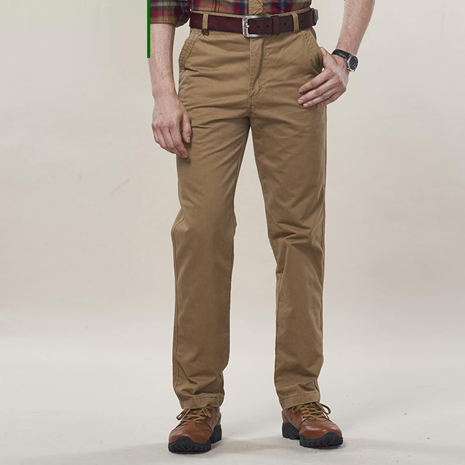 Men's Casual Straight Loose Business Trousers Classic Comfort Fit Pant Stretch Relaxed Fit Flat Front Pant