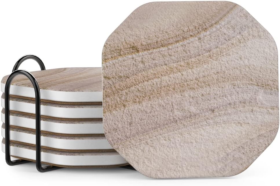 UMIRRO Stone Coasters for Drinks Absorbent for Wooden