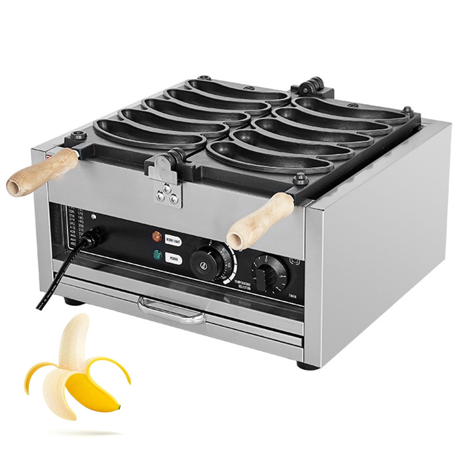 Gaufrier commercial en forme de banane 2Kw en acier inoxydable antiadhésif
