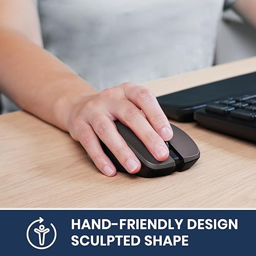 Miniatura 6 de Perixx PERIMICE-821IB - Mouse inalámbrico Bluetooth, clic silencioso, diseño ergonómico, rango de 33 pies, color negro hierro