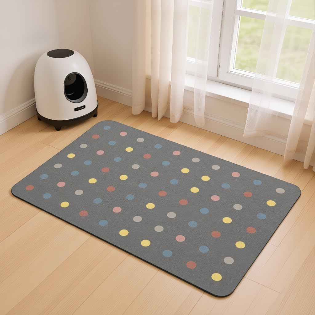 Pet Food Mat,Dog Bowl Mat Cat Feeding Mat,Pet Placemat (Dark Grey, 40x60cm)