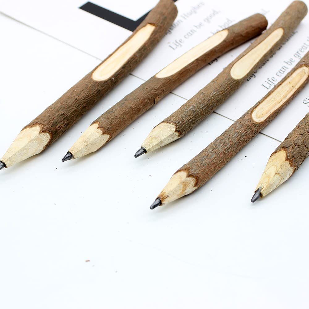 12 Matite Di Corteccia Naturali In Legno E Grafite 17 Cm - Matite Ramoscello Per Bambini