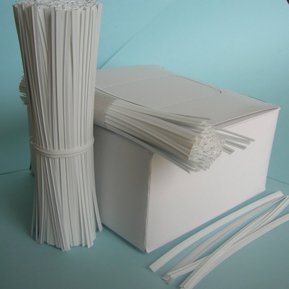 Weststone 100pcs 7" (18cm) Plastic White Twist Ties - Flat