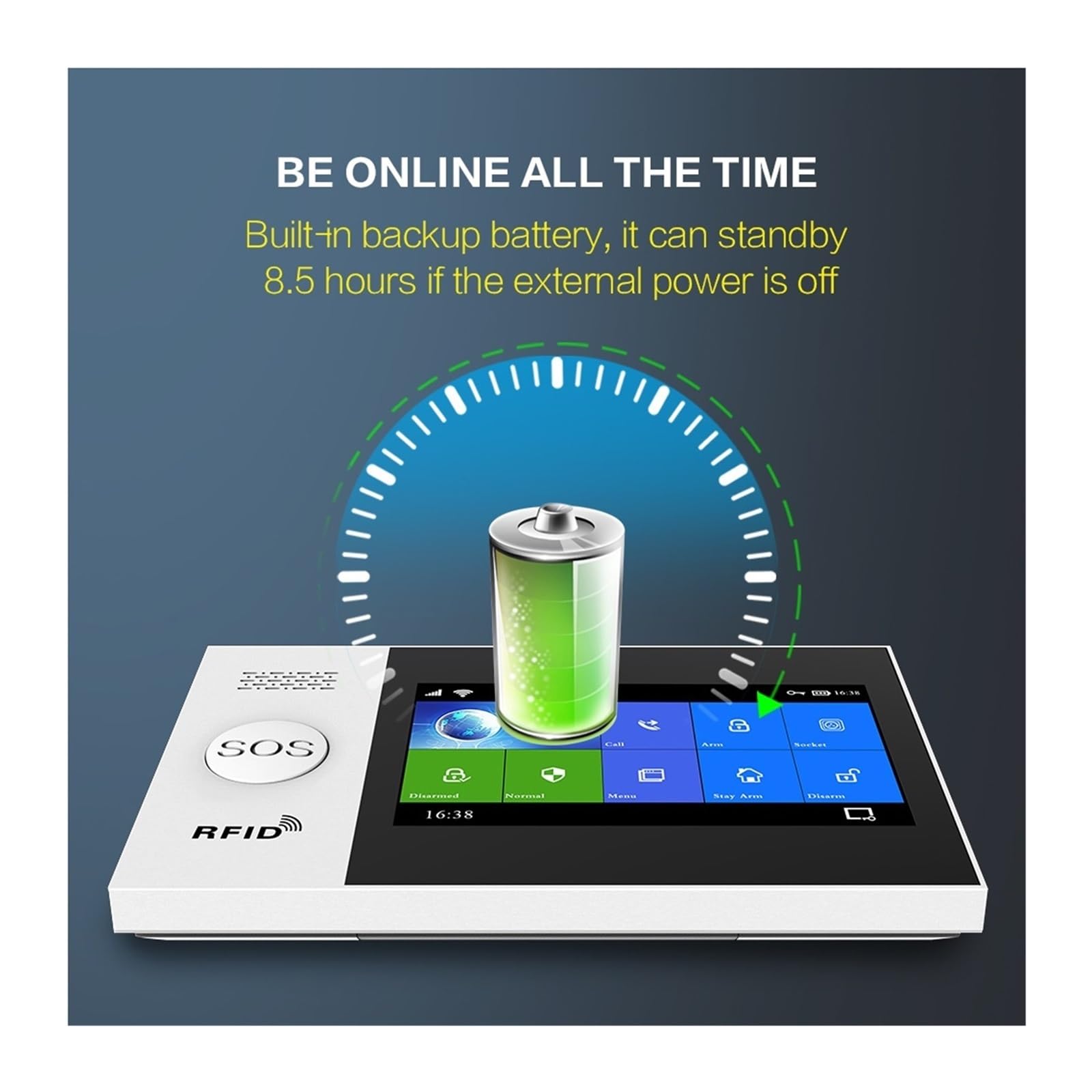 Allarme intelligente APP Pannello di allarme controllo remoto commutabile 9 lingue Sicurezza domestica wireless GSM GPRS Scheda RFID Disinserimento braccio(W4B10)