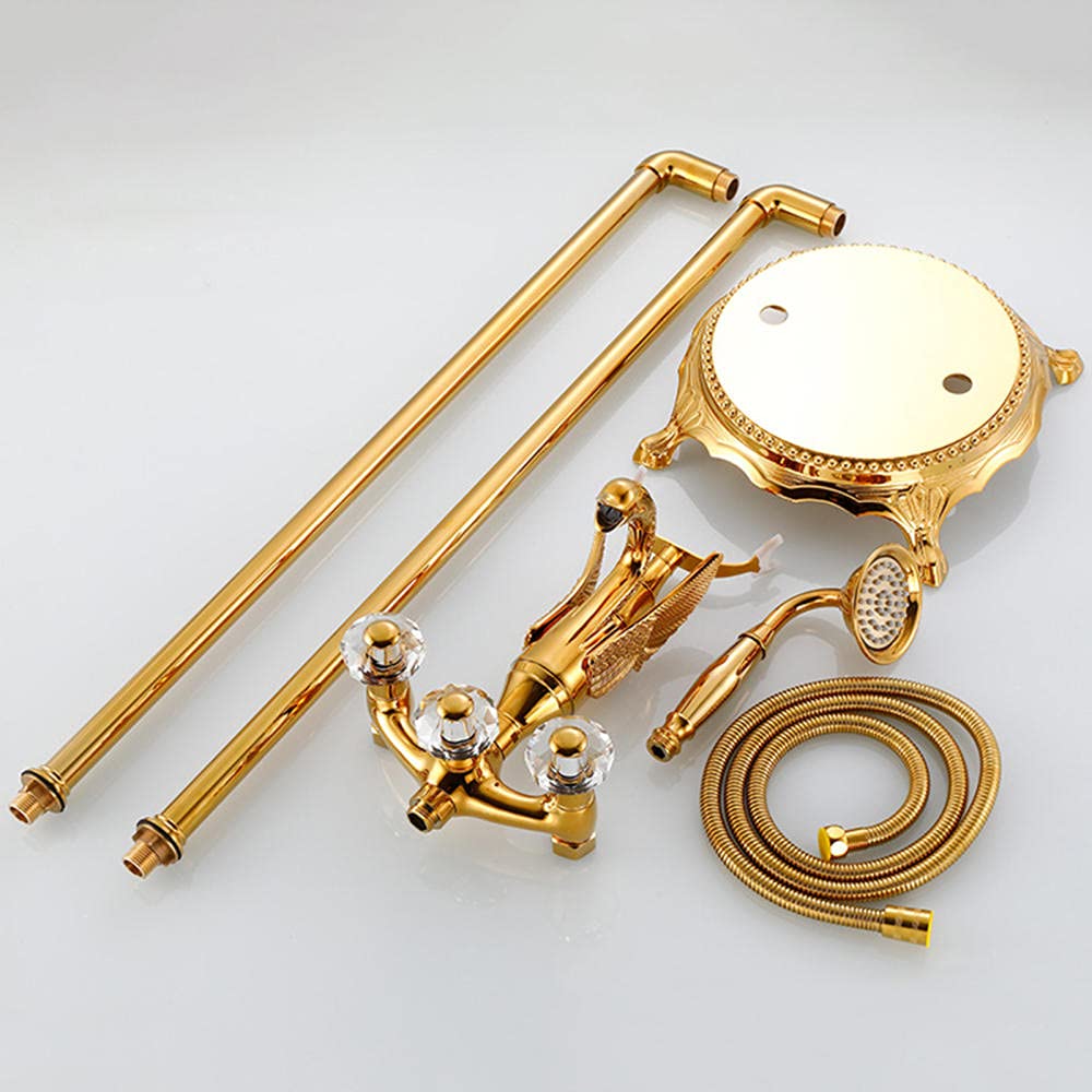 Grifos de baño Independientes Retro, Grifo Mezclador para baño, Grifo para bañera, Grifo Doble para baño con Ducha, grifos mezcladores de Cobre para Ducha de baño, c