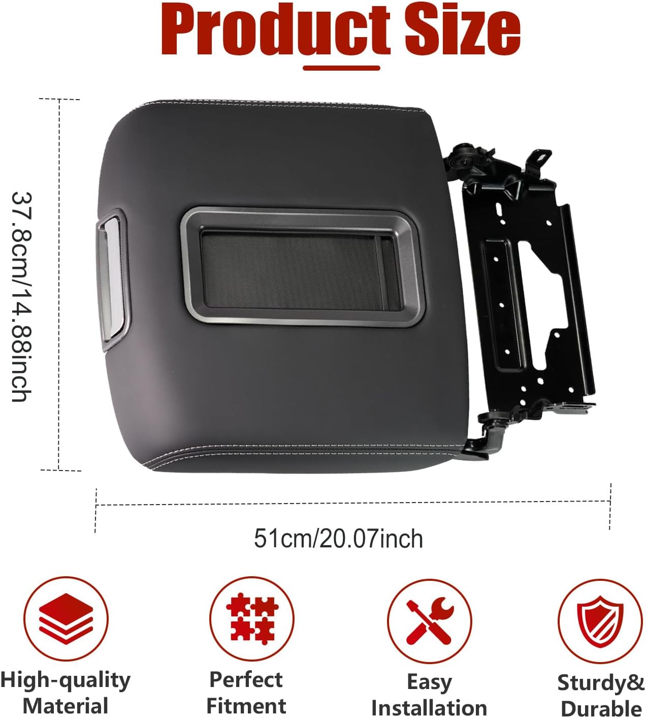 Center Console Armrest Lid Compatible with 2014-2018 Chevrolet Silverado GMC Sierra 1500 2500 3500, 2015-2020 Chevy Tahoe Yukon Suburban, # 0227083AA L0227083AA w/Steel Bracket