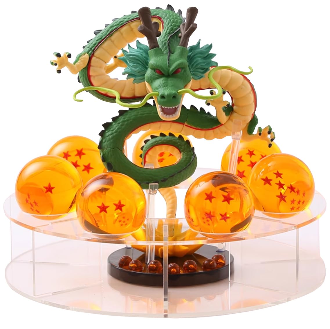 Statuetta Shenron in resina, decorazione di statue, set di action figure da 15 cm, palline da 3,5 cm e supporto in acrilico per regali e decorazioni per la casa