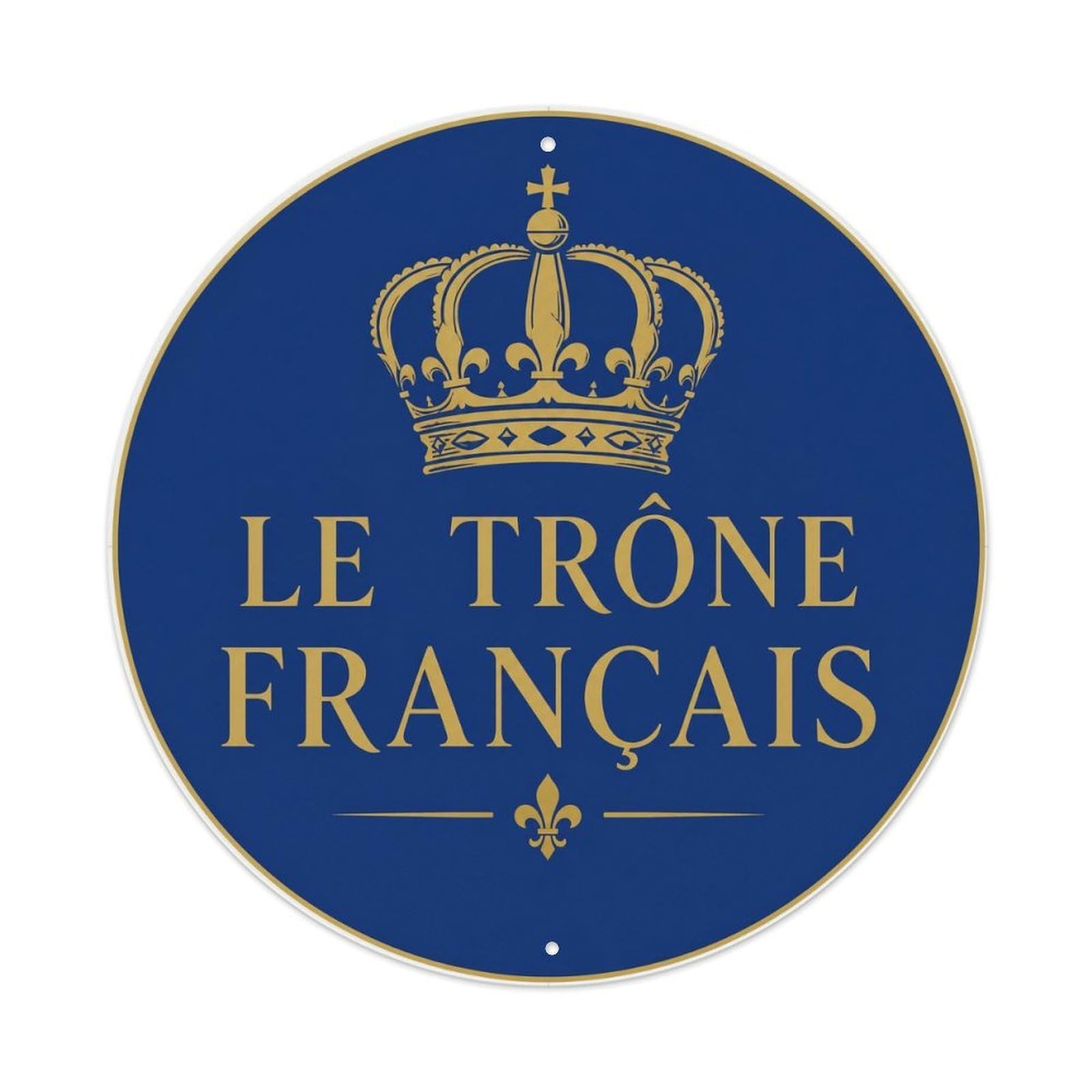 French Throne Bathroom Humor Royal Blue Crown Crest Metal Tin Sign