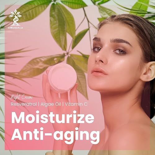 Miniatura 2 de AZ BIOTECH Resveratrol, aceite de algas y crema de vitamina C 1.69 fl, crema de noche antienvejecimiento e hidratante