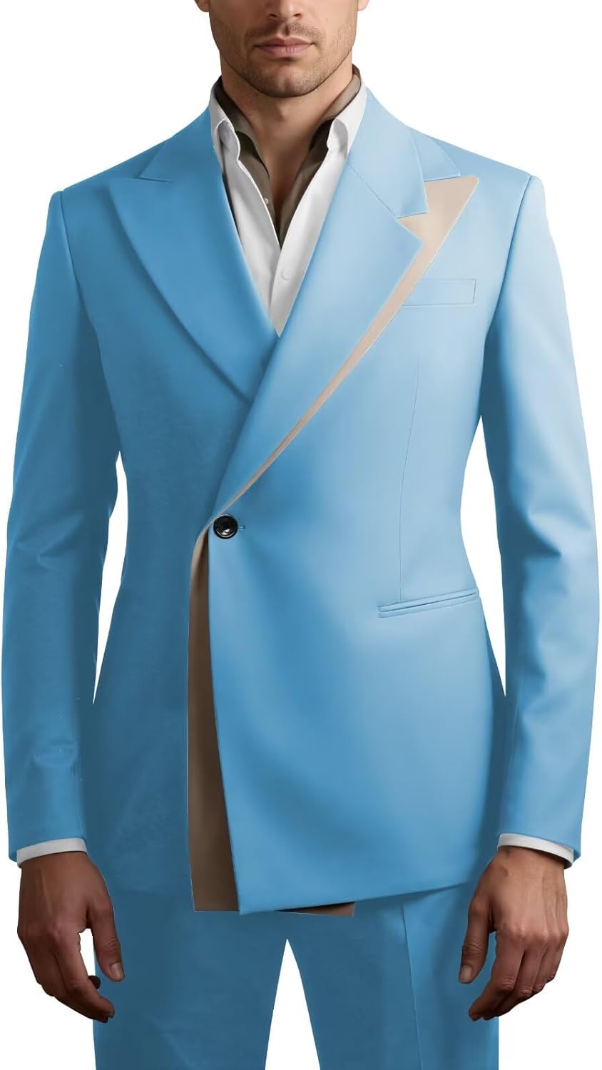 Men's 2 Piece Slim Fit Suit Mens Tuxedo Suit Set with One Button Wedding Suits for Men Prom Dinner Party