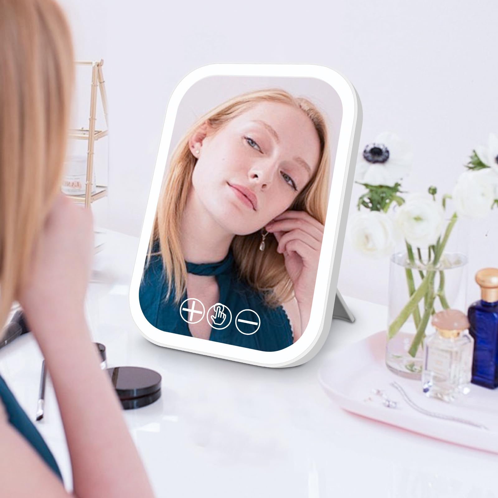 NIKYJM Tageslichtlampe 10000 Lux, Lichttherapielampe mit 3 Farbtemperaturen, 10 Helligkeitsstufen und 6 Timer, UV-freie LED Lichttherapielampe Tageslicht, Touch-Control Sonnenlicht Lampe