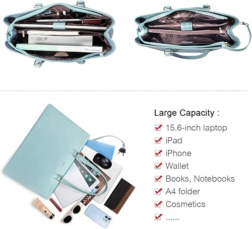 Vista 176 de LOVEVOOK Bolsa para computadora portátil para mujer, 15.6 pulgadas, bolsa de mano para computadora portátil, bolsa de trabajo para profesores, bolsa