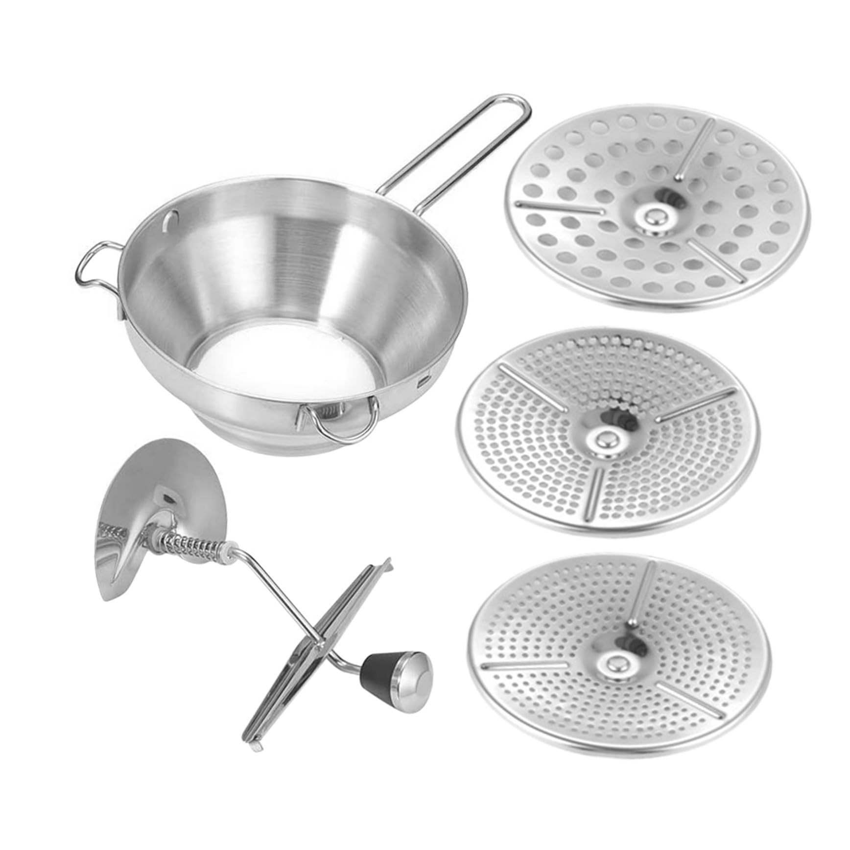 Ustensile cuisine presse-purée argenté idéal pour purée de pommes de terre