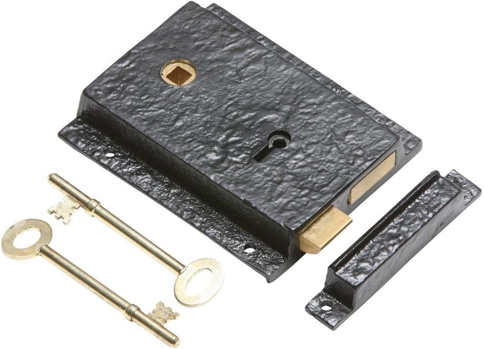 Traditional Left Handed Rim Lock Latch Set (Door Knob, Escutcheon and
