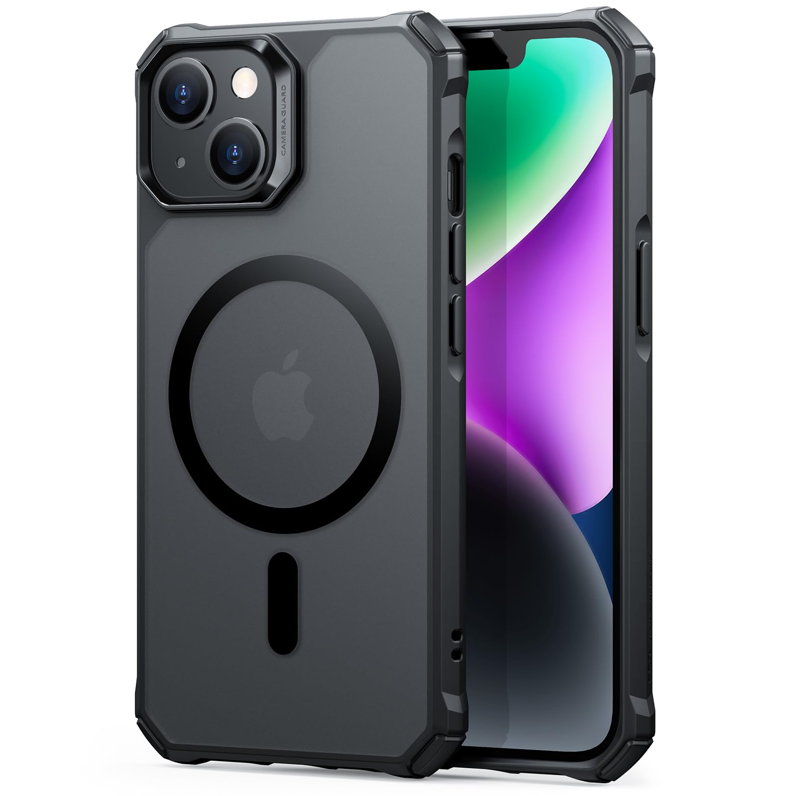 ESR for iPhone 14/13 Case, MagSafe Compatible, Military-Grade Protection, Shock-Absorbing Corners, Scratch-Resistant, Anti-Yellowing Acrylic Back, Slim Protective, Air Armor Series, Frosted Black