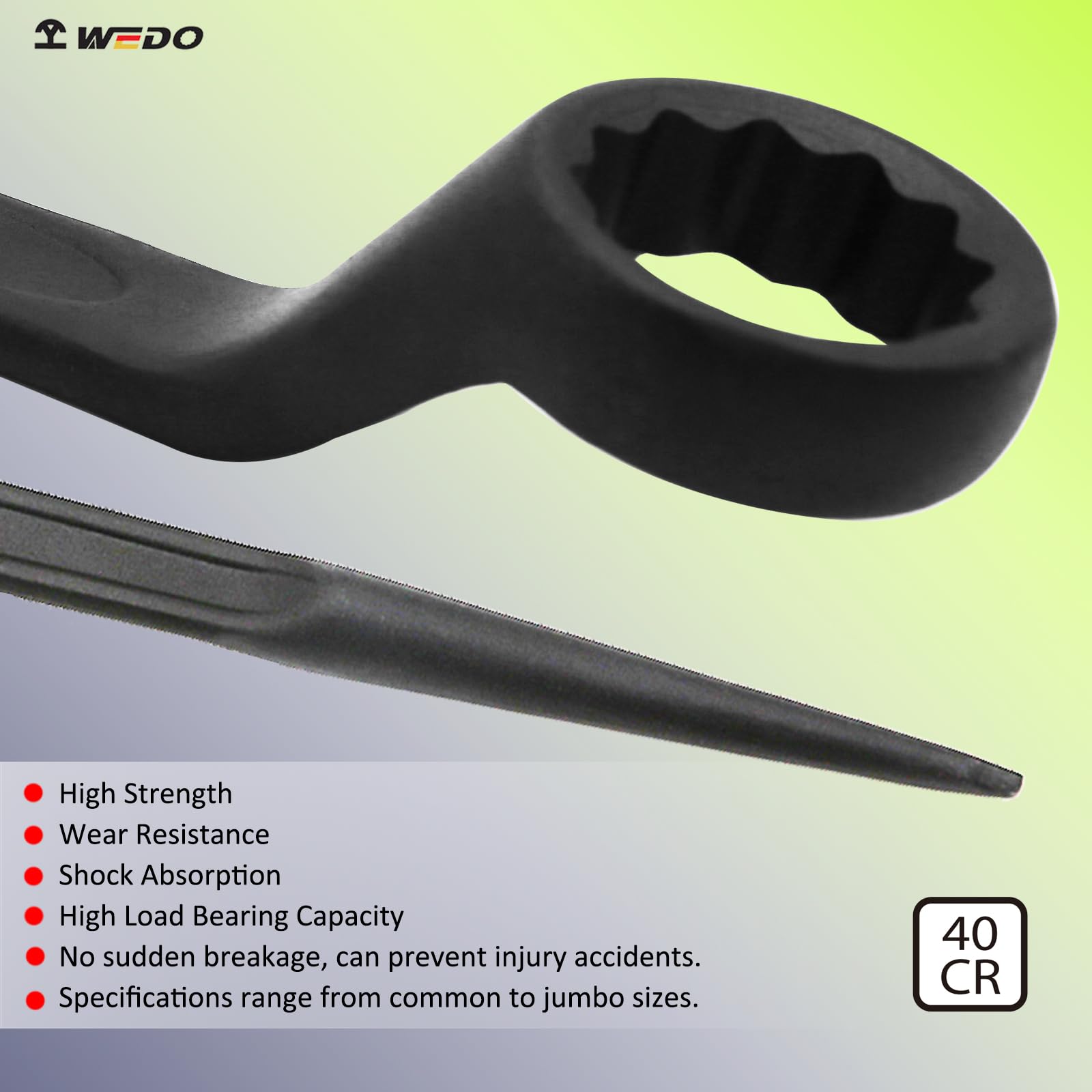 WEDO Jumbo klucz końcowy do skrzyni konstrukcyjnej, jednorazowy kuty matrycowy, silny moment obrotowy, wysoka wytrzymałość, odporność na zużycie, czarny spray na powierzchni, stal chromowana 40, 80 x 690 mm