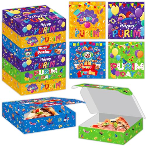 Qpout 12Pcs Happy Purim Hamentaschen Cookies Box,Purim Day Party Shortbread Cookies Gift Boxes for Jewish Holiday Party Favors Supplies Decorations
