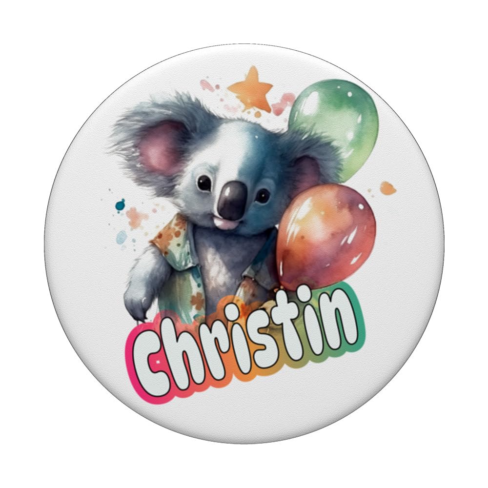 CHRISTIN - Adorable girl name with cute Koala PopSockets Swappable PopGrip, Black - Image 3
