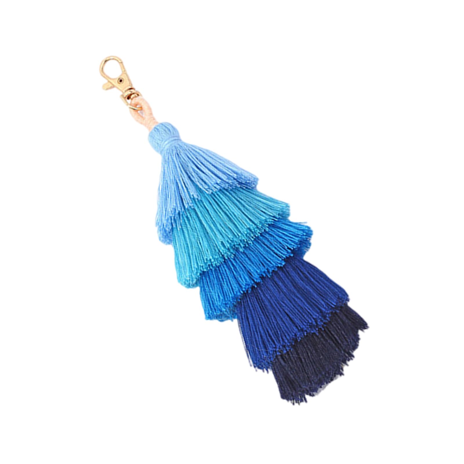 NVOQILIN Handmade Tassels Keychain Colorful Tassels Bag Chain Charm Handbags Pendant Chain Rings For Womens Colorful Keychain