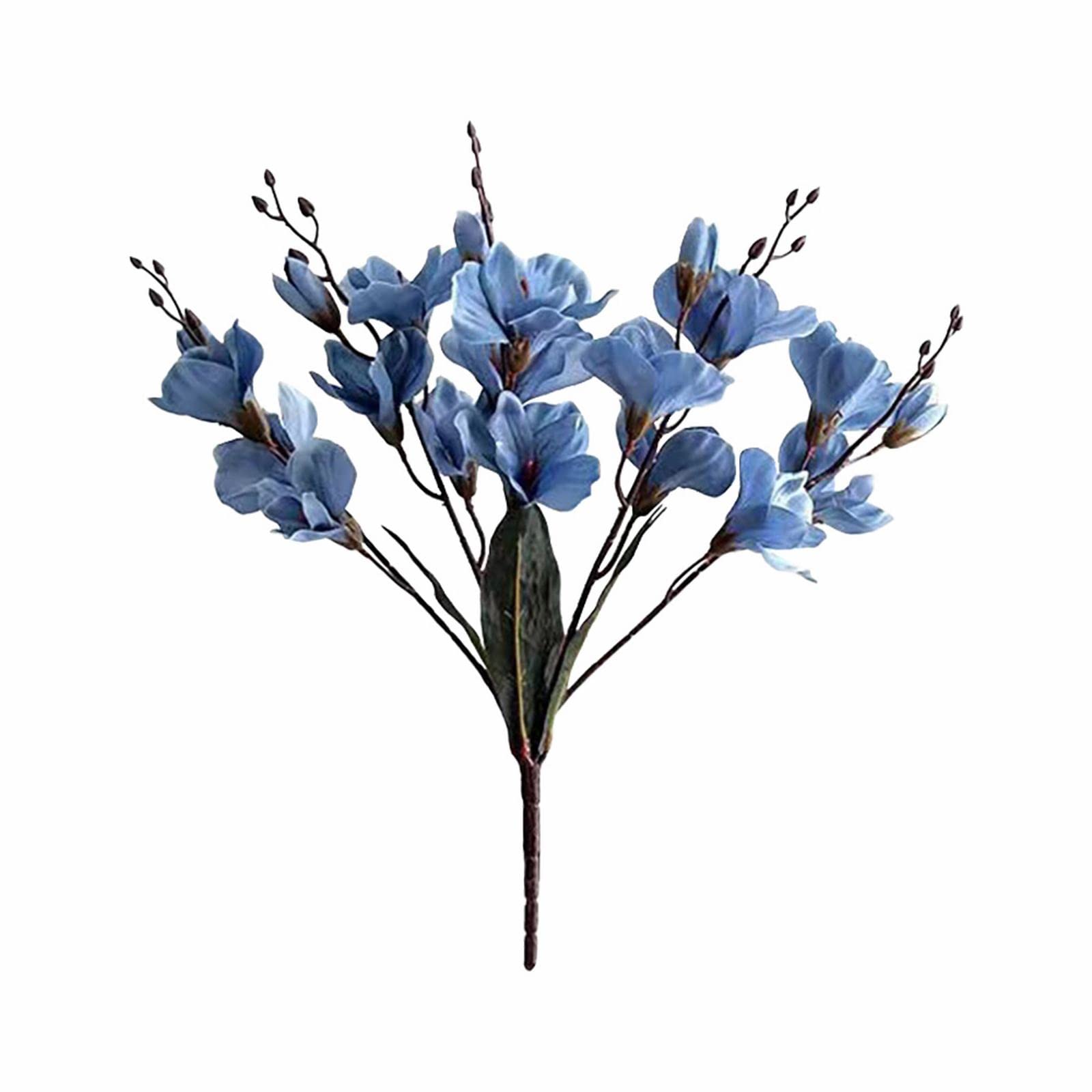 Faux Flowers for Outdoors Artificial Orchid Silk Flowers Blue Simulated Magnolia Single Small Handlebar Flower Autumn Color Talan Orchid Decor Flower Arrangement Household Flower Art