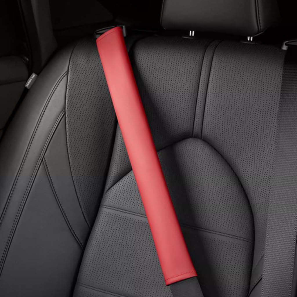 2 Piezas Almohadilla Cinturon Coche para Toyota Corolla 2019-2025, Comodidad Suave Que Ayuda a Proteger el Cuello y el Hombro del Accesorios,B-Red