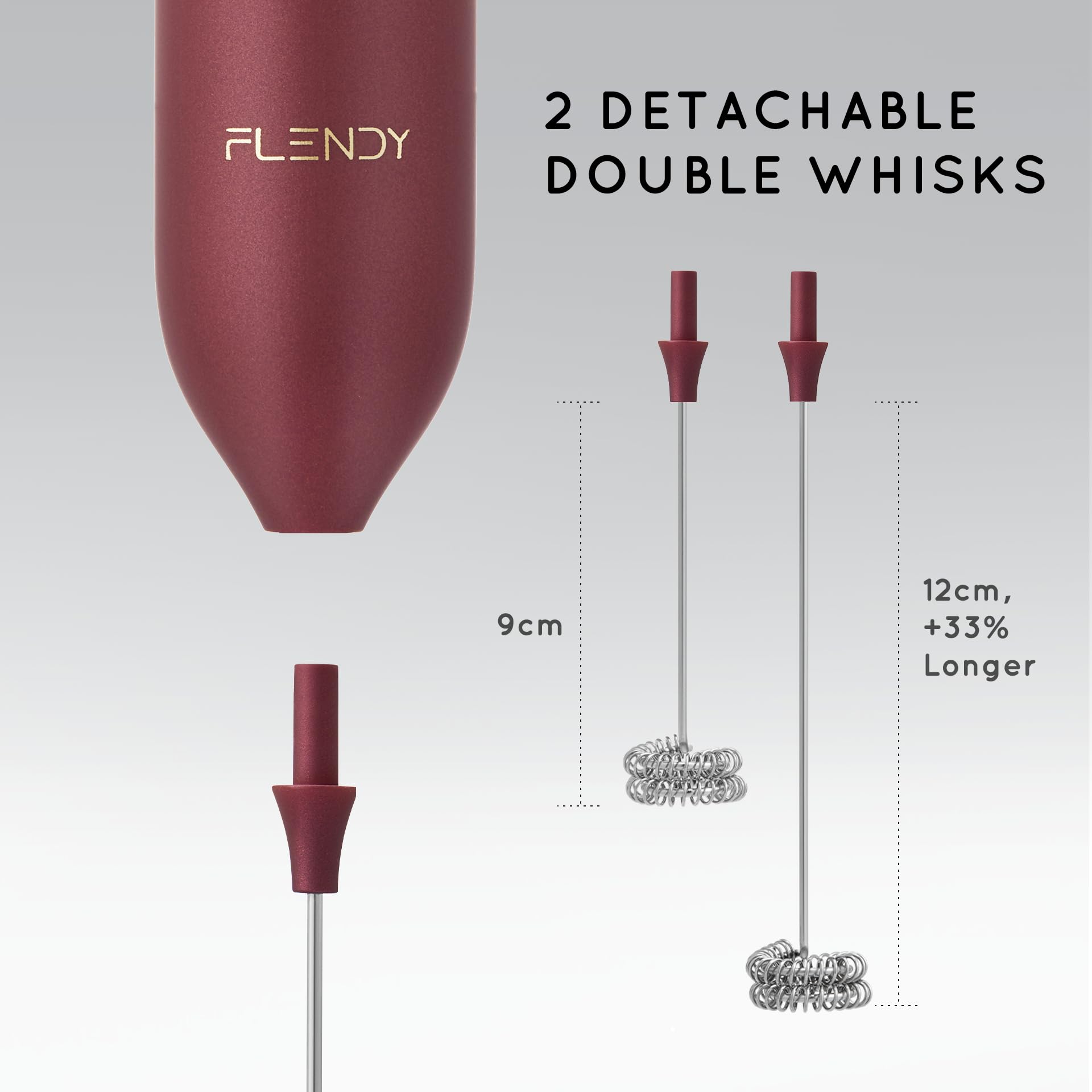 Flendy Montalatte ricaricabile palmare, montalatte portatile con supporto di ricarica USB-C, miscelatore elettrico per bevande, mini frusta elettrica per caffè, Matcha, ecc