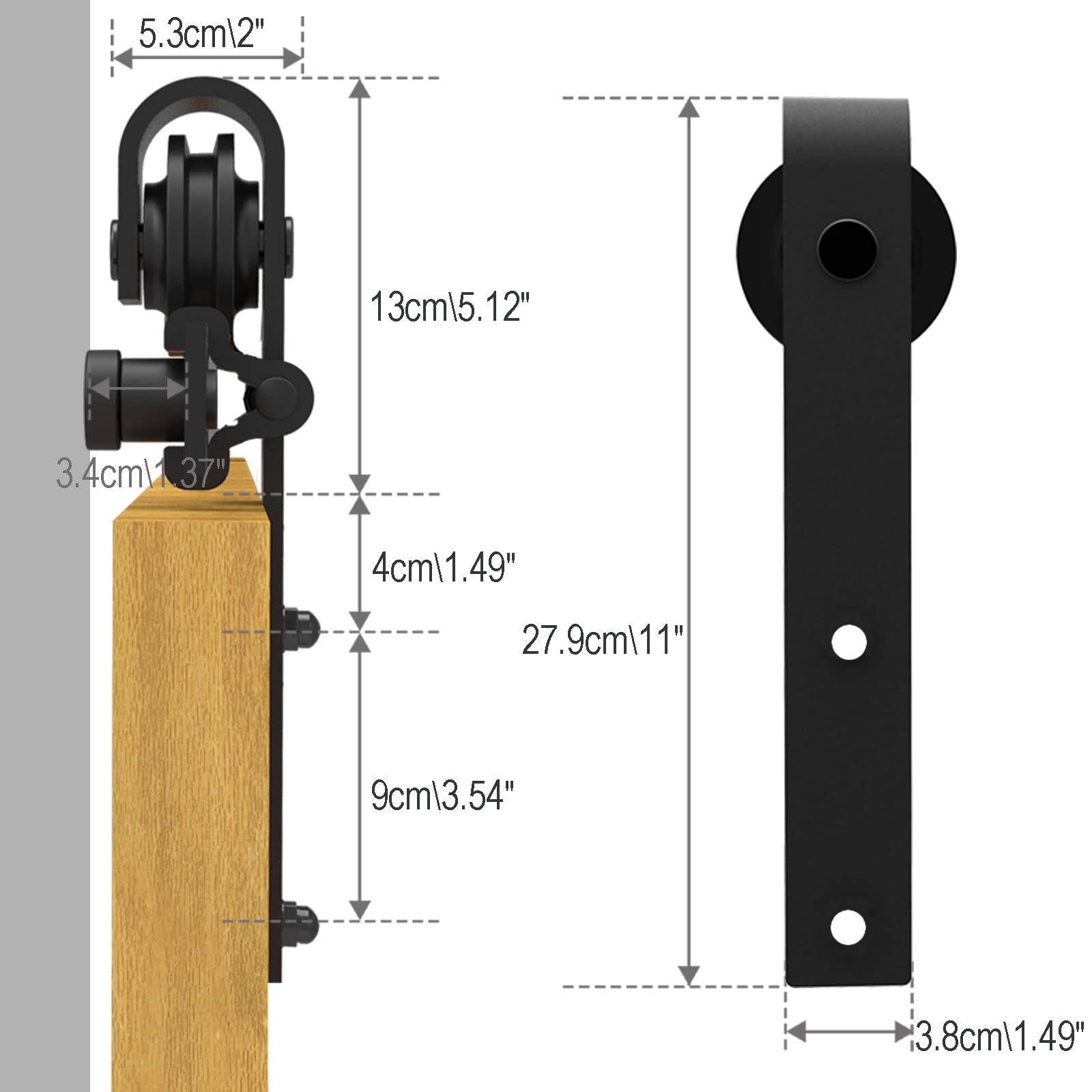 CCJH 7FT/211cm Heavy Duty Sliding Barn Door Hardware Track Kit J Shape Roller Hanger Set for Single Wooden Door with Adjustable Floor Guide - Image 4