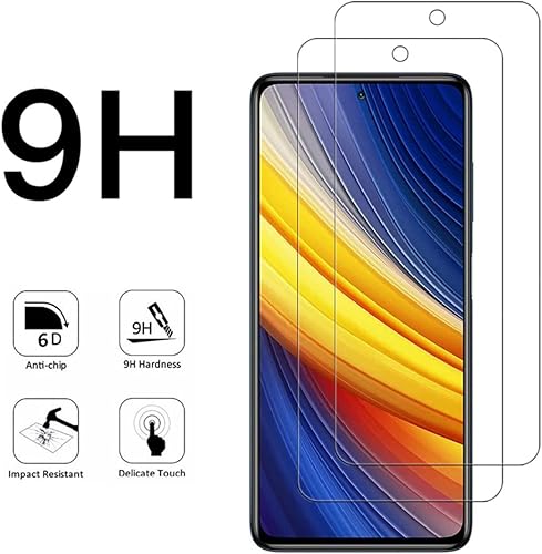 Miniatura 5 de VIESUP Protector de pantalla transparente HD para Xiaomi Poco X3 Pro 2021 de vidrio templado - [Paquete de 2] Protector de pantalla antiarañazos de