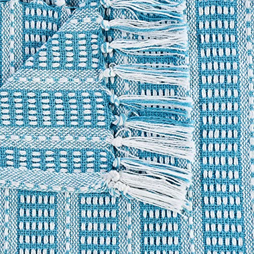 Lr Home Maui Blue Ridgeline Striped Throw Blanket With Fringe #TOP5