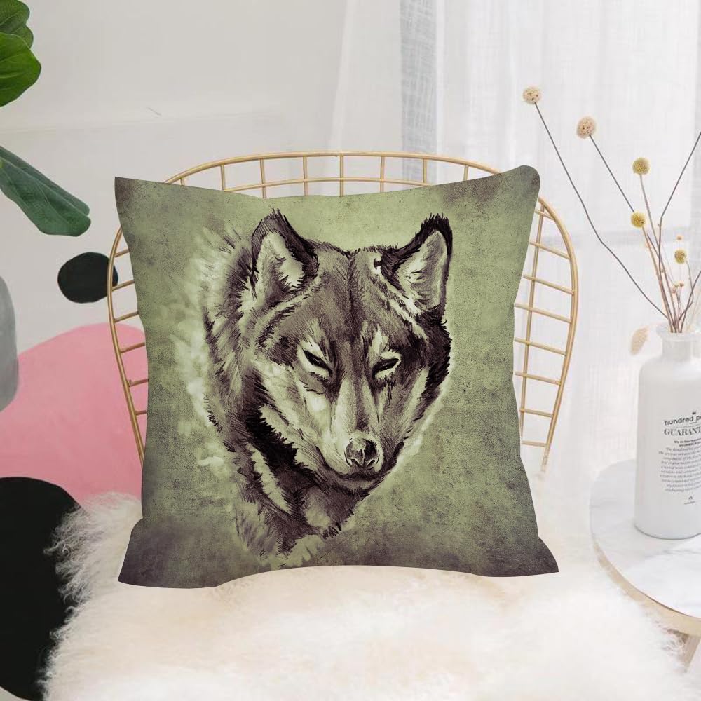 HYMSXW Cushion Cover,Throw Pillow Case Home Decorative for Living Room Bedroom Sofa Chair 20X20 Inch,Wolf Head The Fierce Warrior Big Dog of the Wild,Pillowcase 50X50cm
